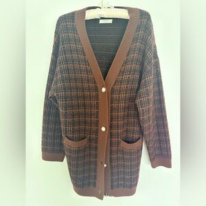 Babaton Brown Checkered Cardigan